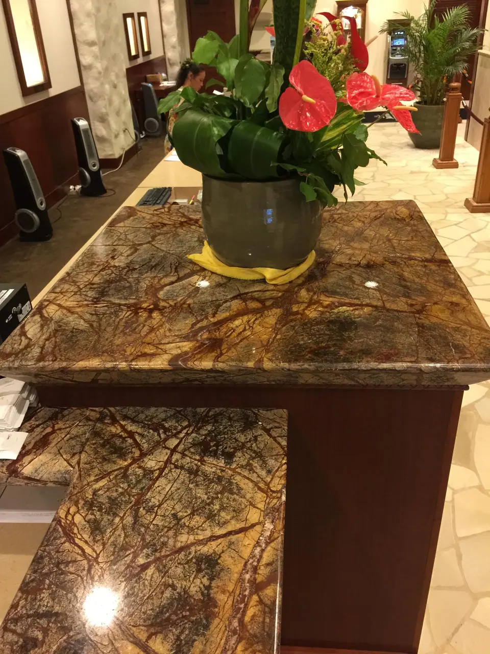 Clear protection film being applied over a polished stone countertop