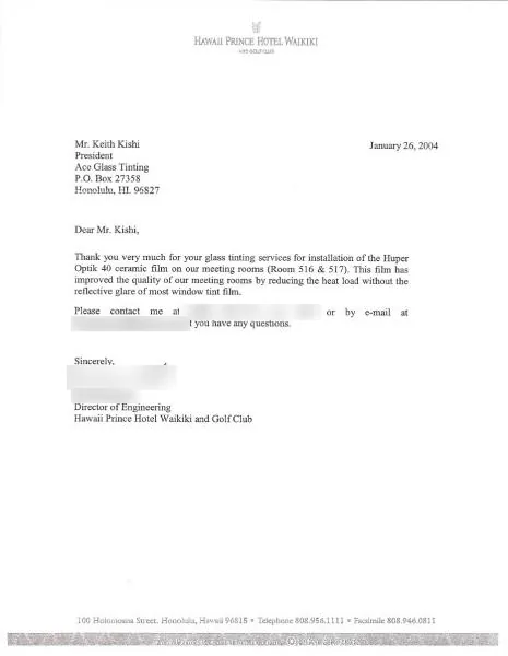 Testimonials — window film by Ace Glass Tinting
