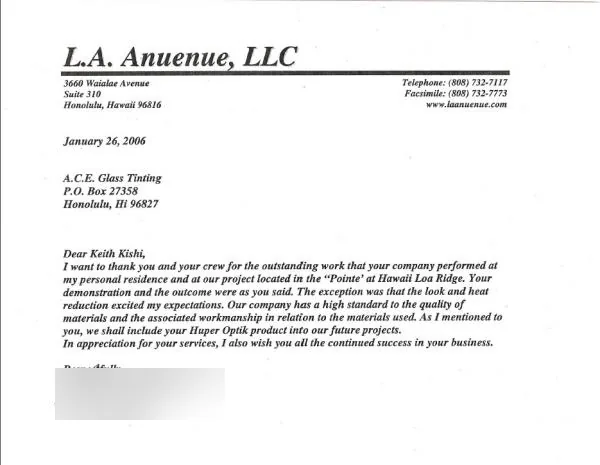 Testimonials — window film by Ace Glass Tinting